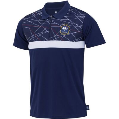 Polo - FFF - Collection officielle - Polyester - Manches courtes - Homme Bleu - Publicité Polo - FFF - Collection officielle - Polyester - Manches courtes - Homme Bleu - Publicité