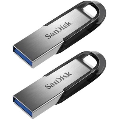 QUMOX Paquet De deux SANDISK Clé USB Ultra Flair 32Gb 3.0 jusquà 150 Mo/s Gris 2PCS - Publicité QUMOX Paquet De deux SANDISK Clé USB Ultra Flair 32Gb 3.0 jusquà 150 Mo/s Gris 2PCS - Publicité