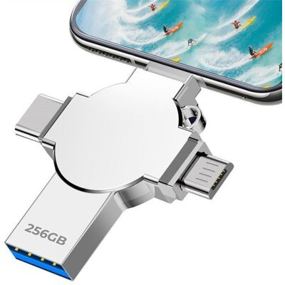 SANS MARQUE Clé USB 256 Go 4 en 1 Métal Mémoire de Stockage Externe Compatible avec Smartphones et Android - Publicité SANS MARQUE Clé USB 256 Go 4 en 1 Métal Mémoire de Stockage Externe Compatible avec Smartphones et Android - Publicité