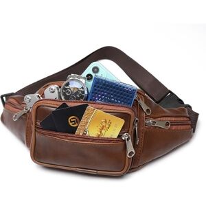 FONDUPIN Sac banane homme en cuir véritable– Multi-poches pratique et élégant idéal pour voyage sport ou usage quotidien-Marron Marron - Publicité FONDUPIN Sac banane homme en cuir véritable– Multi-poches pratique et élégant idéal pour voyage sport ou usage quotidien-Marron Marron - Publicité
