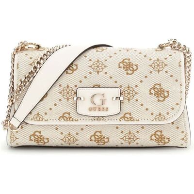 GUESS Sac à épaule crème brun clair pour femme - Neda Convertible Xbody Flap Bag Cream White Logo 313091 Beige - Publicité GUESS Sac à épaule crème brun clair pour femme - Neda Convertible Xbody Flap Bag Cream White Logo 313091 Beige - Publicité