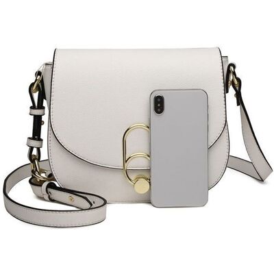 Sac à bandoulière - MISS LULU - Petit 22x8x18 cm - Cuir PU - Franges - Bandoulière amovible réglable Blanc - Publicité Sac à bandoulière - MISS LULU - Petit 22x8x18 cm - Cuir PU - Franges - Bandoulière amovible réglable Blanc - Publicité