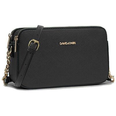 David Jones - Petit Sac Bandoulière Femme - Besace Chaînes Porté Epaule Cuir PU 3 Compartiments - Sacoche Multipoche - Noir Noir - Publicité David Jones - Petit Sac Bandoulière Femme - Besace Chaînes Porté Epaule Cuir PU 3 Compartiments - Sacoche Multipoche - Noir Noir - Publicité