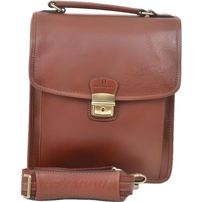 Sacoche cuir Hexagona pour homme avec bandoulière Marron - Publicité Sacoche cuir Hexagona pour homme avec bandoulière Marron - Publicité