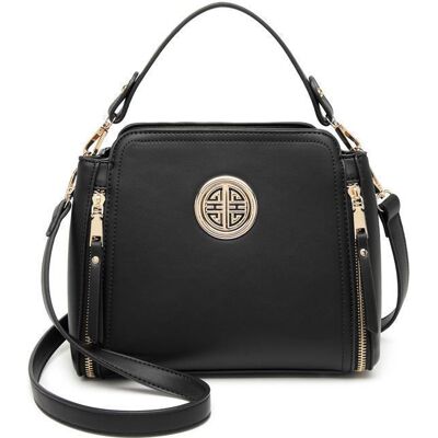 Sac bandoulière - MISS LULU - Miss Lulu - Cuir PU - 25x21x12 cm - Noir Noir - Publicité Sac bandoulière - MISS LULU - Miss Lulu - Cuir PU - 25x21x12 cm - Noir Noir - Publicité