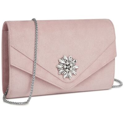Pochette femme élégante strass et simili-suede pour mariage - Clutch cérémonie avec chaîne amovible - Sac soirée polyvalent Rose Rose - Publicité Pochette femme élégante strass et simili-suede pour mariage - Clutch cérémonie avec chaîne amovible - Sac soirée polyvalent Rose Rose - Publicité