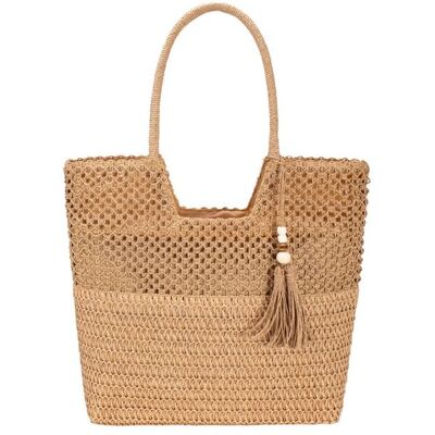 David Jones Paris Sac cabas femme en paille format A4 léger et estival avec fermeture zippée - Couleur Marron Marron - Publicité David Jones Paris Sac cabas femme en paille format A4 léger et estival avec fermeture zippée - Couleur Marron Marron - Publicité