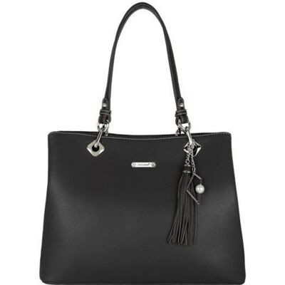 David Jones - Sac à Main Porté Epaule Femme - Grand Cabas Fourre-Tout Simili Cuir Souple - Tote Shopping Bag Large - Noir Noir - Publicité David Jones - Sac à Main Porté Epaule Femme - Grand Cabas Fourre-Tout Simili Cuir Souple - Tote Shopping Bag Large - Noir Noir - Publicité