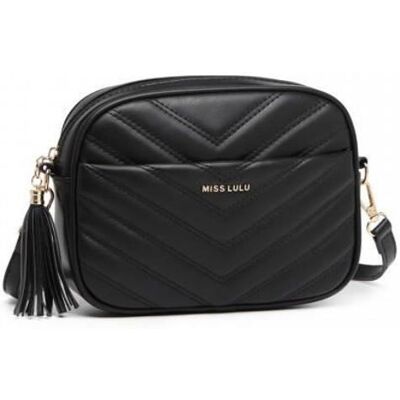 Sac à Main - MISS LULU - Petit Sac Bandoulière - PU - Noir - Ajustable 48-54cm Noir - Publicité Sac à Main - MISS LULU - Petit Sac Bandoulière - PU - Noir - Ajustable 48-54cm Noir - Publicité
