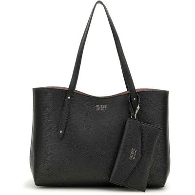 Sac shopper - GUESS - Brenton Tote - Noir - 100% polyuréthane - Compartiment spacieux Noir - Publicité Sac shopper - GUESS - Brenton Tote - Noir - 100% polyuréthane - Compartiment spacieux Noir - Publicité