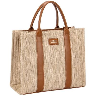 David Jones Paris - Sac porté main Femme - Matière Paille - Taille Grande - Couleur Marron Marron - Publicité David Jones Paris - Sac porté main Femme - Matière Paille - Taille Grande - Couleur Marron Marron - Publicité