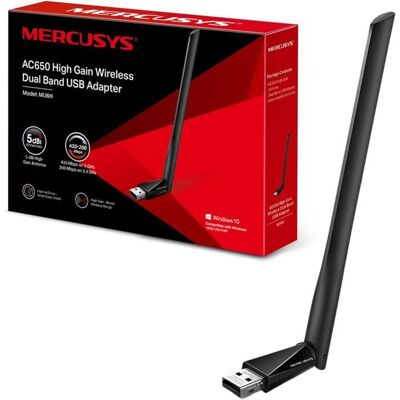 Clé WiFi Puissante AC650Mbps - MERCUSYS MU6H - Bi-Bande Antennes à Gain élevé 5dBi - Prend en Charge Windows 10/8.1/8/7/XP - Publicité Clé WiFi Puissante AC650Mbps - MERCUSYS MU6H - Bi-Bande Antennes à Gain élevé 5dBi - Prend en Charge Windows 10/8.1/8/7/XP - Publicité