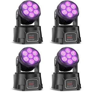 UKING 7 LED Lumière de Scène RGBW 4 en 1 Lyre Éclairage DJ Multimode pour Disco Bar et Fête - Pack de 4 Noir - Publicité UKING 7 LED Lumière de Scène RGBW 4 en 1 Lyre Éclairage DJ Multimode pour Disco Bar et Fête - Pack de 4 Noir - Publicité