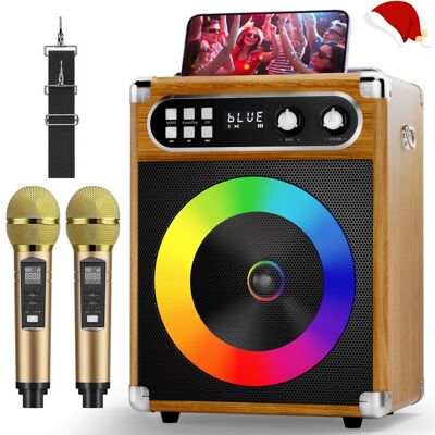 TTLIFE Machine de Karaoké Enceintes de Karaoké Professionnelles avec 2 Microphones sans Fil et Lumières de Fête DJ Supporte Le Système - Publicité TTLIFE Machine de Karaoké Enceintes de Karaoké Professionnelles avec 2 Microphones sans Fil et Lumières de Fête DJ Supporte Le Système - Publicité