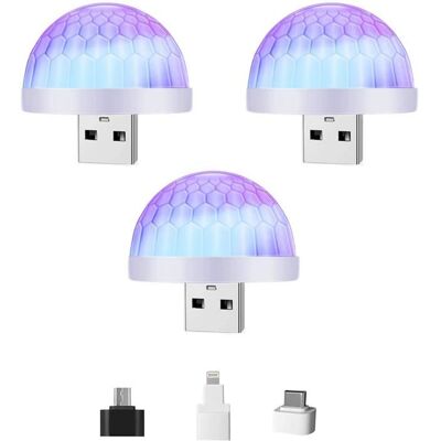 MICH Lot de 3 mini boules disco USB stroboscopiques LED magiques avec activation sonore pour fêtes bar DJ et karaoké (blanc) - Publicité MICH Lot de 3 mini boules disco USB stroboscopiques LED magiques avec activation sonore pour fêtes bar DJ et karaoké (blanc) - Publicité