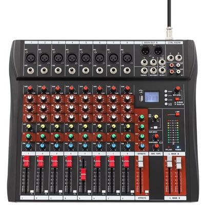 BYMAOCAR Table de Mixage Audio 8 Canaux - Bluetooth USB MP3 - Alimentation Fantôme 48V - Sorties XLR/RCA - Scène Studio Karaoké Bar - Publicité BYMAOCAR Table de Mixage Audio 8 Canaux - Bluetooth USB MP3 - Alimentation Fantôme 48V - Sorties XLR/RCA - Scène Studio Karaoké Bar - Publicité