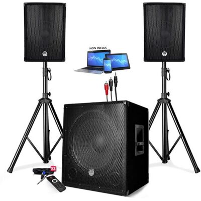 BMI PACK SONO ENCEINTE + CAISSON DE BASSES USB Bluetooth + PIEDS + CABLES HP et PC offerts - PA DJ SONO MIX - soirée disco mobile Blanc - Publicité BMI PACK SONO ENCEINTE + CAISSON DE BASSES USB Bluetooth + PIEDS + CABLES HP et PC offerts - PA DJ SONO MIX - soirée disco mobile Blanc - Publicité