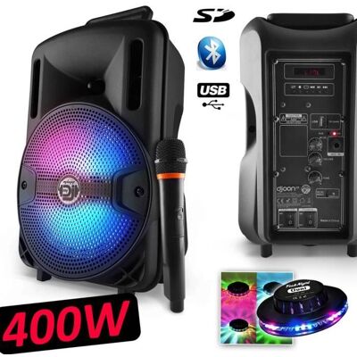 Enceinte mobile - PICKERING - MyDJ Djoon08 - Batterie intégrée - Boomer 8 LED RVB - Micro sans fil - Publicité Enceinte mobile - PICKERING - MyDJ Djoon08 - Batterie intégrée - Boomer 8 LED RVB - Micro sans fil - Publicité