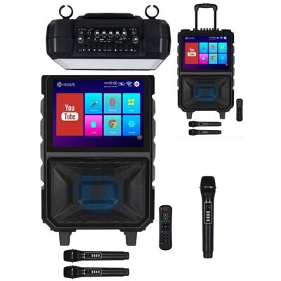 Enceinte portable - AUDIO CLUB - Karaoke 500W - Écran tactile couleur - Bluetooth 5.0 & WiFi - 2 micros sans fil - Publicité Enceinte portable - AUDIO CLUB - Karaoke 500W - Écran tactile couleur - Bluetooth 5.0 & WiFi - 2 micros sans fil - Publicité