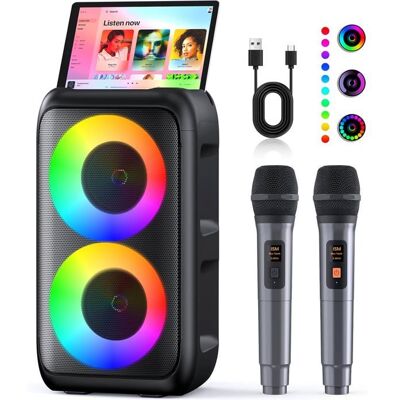 SVATV Karaoké 2026 enceinte Bluetooth 2 micros sans fil TV/smartphone/TWS/USB/FM noir - Publicité SVATV Karaoké 2026 enceinte Bluetooth 2 micros sans fil TV/smartphone/TWS/USB/FM noir - Publicité