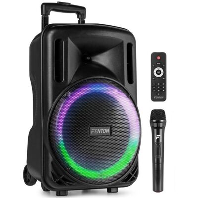 Enceinte soirée Bluetooth - FENTON - FT12LED MK2 - Batterie intégrée - 700 W - LEDs intégrées - Publicité Enceinte soirée Bluetooth - FENTON - FT12LED MK2 - Batterie intégrée - 700 W - LEDs intégrées - Publicité