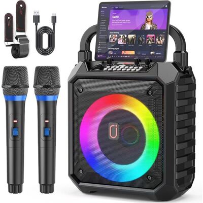 JYX Machine de karaoké JAUYXIAN 2 micros sans fil Bluetooth portable - Publicité JYX Machine de karaoké JAUYXIAN 2 micros sans fil Bluetooth portable - Publicité
