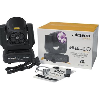 ALGA MARIS ALGAM LIGHTING MHE60 - Lyre WASH LED 6 x 15W RGBW et laser vert 200mw Blanc - Publicité ALGA MARIS ALGAM LIGHTING MHE60 - Lyre WASH LED 6 x 15W RGBW et laser vert 200mw Blanc - Publicité