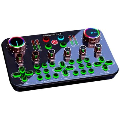 SANS MARQUE Mixeur carte son live interface audio avec DJ mixeur effets en direct et convertisseur parole pour podcast diffusion mobile/PC - Publicité SANS MARQUE Mixeur carte son live interface audio avec DJ mixeur effets en direct et convertisseur parole pour podcast diffusion mobile/PC - Publicité