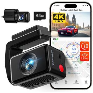 Dashcam Voiture REDTIGER A4 4K Avant + Arrière WiFi 5G GPS Intégré Écran Tactile Vision Nocturne Carte 64Go Offerte Noir - Publicité Dashcam Voiture REDTIGER A4 4K Avant + Arrière WiFi 5G GPS Intégré Écran Tactile Vision Nocturne Carte 64Go Offerte Noir - Publicité