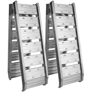 WILTEC Rampe de chargement - Aluminium - 182 cm - Pliable - Charge max 400 kg - 2x rampes Gris - Publicité WILTEC Rampe de chargement - Aluminium - 182 cm - Pliable - Charge max 400 kg - 2x rampes Gris - Publicité