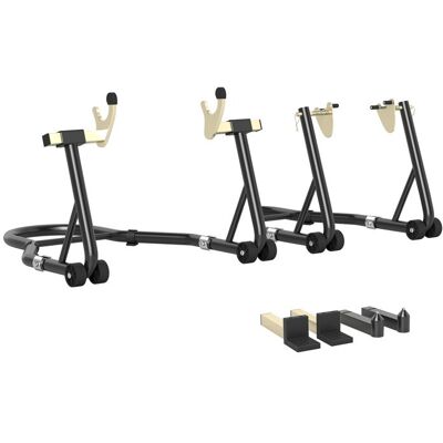 Béquille roue avant arrière - HOMCOM - charge 390 kg - avec bras réglable en acier - fourche en forme de U + L - noir Noir - Publicité Béquille roue avant arrière - HOMCOM - charge 390 kg - avec bras réglable en acier - fourche en forme de U + L - noir Noir - Publicité