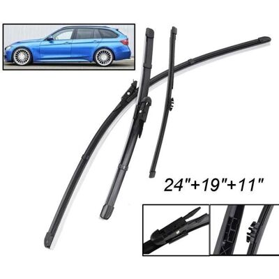 Lot de 3 Balais dessuie-glace avant + arrière pour BMW Série 3 Touring - Break (F31) 2011 2012 2013 2014 2015 2016 2017 2018 2019 - Publicité Lot de 3 Balais dessuie-glace avant + arrière pour BMW Série 3 Touring - Break (F31) 2011 2012 2013 2014 2015 2016 2017 2018 2019 - Publicité