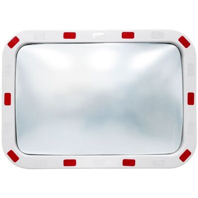 ECD Germany Miroir de circulation convexe - 40 x 60 cm - en plastique ABS - rétroviseur de rue - avec réflecteurs - support inclus Blanc - Publicité ECD Germany Miroir de circulation convexe - 40 x 60 cm - en plastique ABS - rétroviseur de rue - avec réflecteurs - support inclus Blanc - Publicité