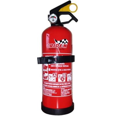 Extincteur de voiture à poudre Cridem 1kg type ABC Rouge - Publicité Extincteur de voiture à poudre Cridem 1kg type ABC Rouge - Publicité