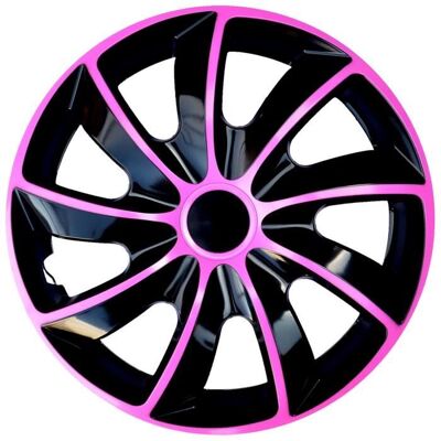 Enjoliveurs de roue pour jantes en acier NRM Quad Bicolor Jeu de 4 enjoliveurs bicolores Plastique ABS (noir/rose 13) Blanc - Publicité Enjoliveurs de roue pour jantes en acier NRM Quad Bicolor Jeu de 4 enjoliveurs bicolores Plastique ABS (noir/rose 13) Blanc - Publicité