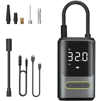 KIPOZI Gonfleur Pneu Voiture Sans Fil - Compresseur Air Portatif - 4000 mAh - Écran LCD - Multifonction Noir - Publicité KIPOZI Gonfleur Pneu Voiture Sans Fil - Compresseur Air Portatif - 4000 mAh - Écran LCD - Multifonction Noir - Publicité