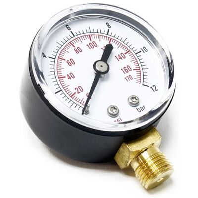 WILTEC 50mm Manomètre pression pour réservoir pump radial 12.9mm 0-12bar / 0-170PSI Blanc - Publicité WILTEC 50mm Manomètre pression pour réservoir pump radial 12.9mm 0-12bar / 0-170PSI Blanc - Publicité