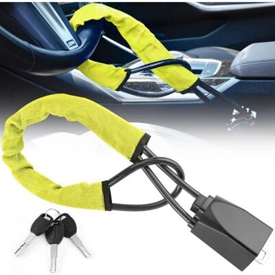 JIANGZHA Blocage du volant - Dispositif antivol universel pour volant - Voiture Verrou de volant avec 3 clés pour la sécurité de la voiture Jaune - Publicité JIANGZHA Blocage du volant - Dispositif antivol universel pour volant - Voiture Verrou de volant avec 3 clés pour la sécurité de la voiture Jaune - Publicité