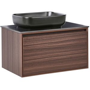 BELIANI Meuble sous-lavabo avec vasque ARICA 80 cm Marron foncé - Publicité BELIANI Meuble sous-lavabo avec vasque ARICA 80 cm Marron foncé - Publicité
