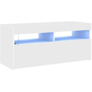 VIDAXL Meuble TV/HIFI - design minimaliste/Utilisations maison - avec lumières LED blanc 90x35x40 cm@EU60817417 Blanc - Publicité VIDAXL Meuble TV/HIFI - design minimaliste/Utilisations maison - avec lumières LED blanc 90x35x40 cm@EU60817417 Blanc - Publicité
