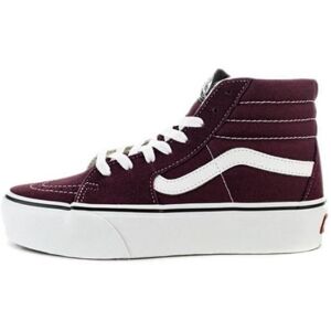 Basket Vans - UA SK8 HI PLATEFORM 2 - Rouge bordeaux - Tige en cuir et textile Rouge - Publicité Basket Vans - UA SK8 HI PLATEFORM 2 - Rouge bordeaux - Tige en cuir et textile Rouge - Publicité