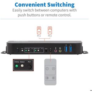 Switch KVM HDMI HDR 4K Tripp Lite B005-HUA2-K - Noir - Publicité Switch KVM HDMI HDR 4K Tripp Lite B005-HUA2-K - Noir - Publicité