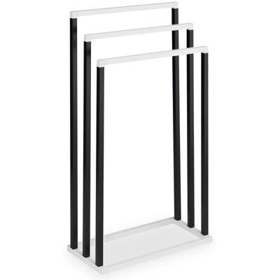 Idimex Porte-serviettes sur pied KUNO portant pour vêtements et linge de salle de bain avec 3 niveaux détendage en métal noir et blanc Noir - Publicité Idimex Porte-serviettes sur pied KUNO portant pour vêtements et linge de salle de bain avec 3 niveaux détendage en métal noir et blanc Noir - Publicité