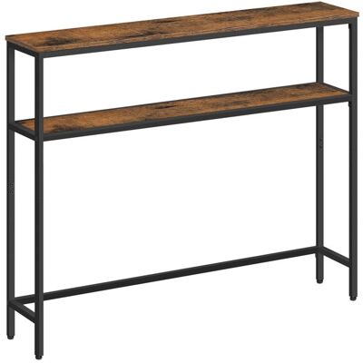 VASAGLE Console avec 2 Étagères 20 x 100 x 80 cm pour Salon Chambre Marron Rustique et Noir dEncre Marron - Publicité VASAGLE Console avec 2 Étagères 20 x 100 x 80 cm pour Salon Chambre Marron Rustique et Noir dEncre Marron - Publicité