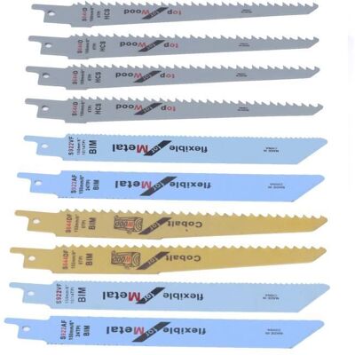 Lames de scie sabre bimétallique SALALIS - Ensemble de 10pcs - Coupe du bois et du métal - Marque SALALIS Blanc - Publicité Lames de scie sabre bimétallique SALALIS - Ensemble de 10pcs - Coupe du bois et du métal - Marque SALALIS Blanc - Publicité