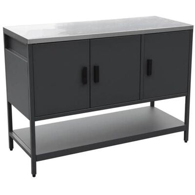 SWEEEK Cuisine dextérieure en acier noir 3 portes.1 étagère L120cm Noir - Publicité SWEEEK Cuisine dextérieure en acier noir 3 portes.1 étagère L120cm Noir - Publicité