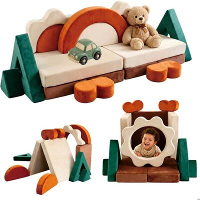 Relaxdays Canapé de jeu modulable 18 pièces blocs en mousse souples velours multicolore 53 x 194 x 66 cm - Publicité Relaxdays Canapé de jeu modulable 18 pièces blocs en mousse souples velours multicolore 53 x 194 x 66 cm - Publicité
