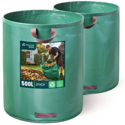 VOUNOT® Lot de 2 Sac à déchets de jardin 500L - 60kg max - 3 poignées renforcées - réutilisables et résistants Vert - Publicité VOUNOT® Lot de 2 Sac à déchets de jardin 500L - 60kg max - 3 poignées renforcées - réutilisables et résistants Vert - Publicité