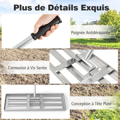 GIANTEX Râteau de Nivellement de Pelouse 75 x 25 CM Outil de Nivellement de Pelouse avec Poignée Antidérapante de 2 - Publicité GIANTEX Râteau de Nivellement de Pelouse 75 x 25 CM Outil de Nivellement de Pelouse avec Poignée Antidérapante de 2 - Publicité
