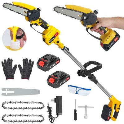 Tronçonneuse Scie à perche électrique 21V professionnelle 2 batteries longue autonomie pour elagage et entretien jardin facile Jaune - Publicité Tronçonneuse Scie à perche électrique 21V professionnelle 2 batteries longue autonomie pour elagage et entretien jardin facile Jaune - Publicité